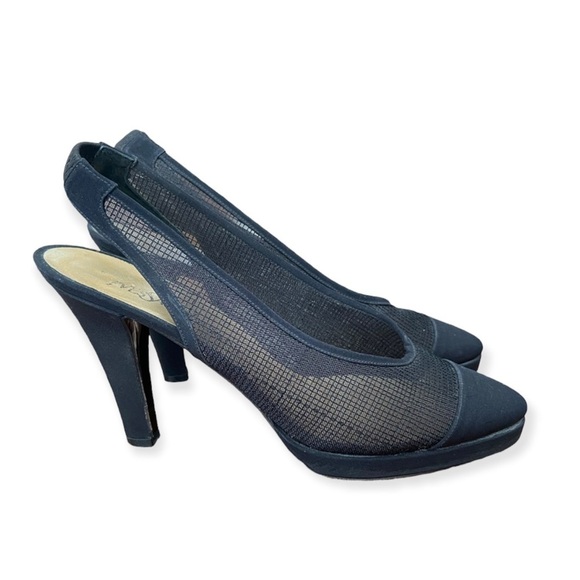 Vintage Yves Saint Laurent Mesh Accents Slingback Pumps - Picture 2 of 8